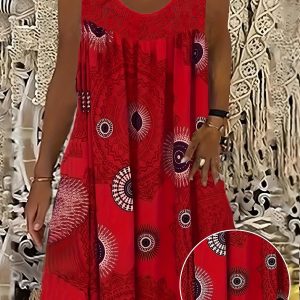 Robe Femme Grande Taille - Détails en Dentelle et Imprimé Géométrique