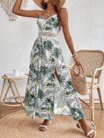 Robe Élégante Fendue et Fleurie