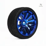 Roue de voiture RC 65mm avec jante bleue et pneus adhérents