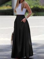 Jupe maxi froncée taille haute pour femmes