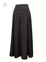 Jupe longue taille haute, style froncé