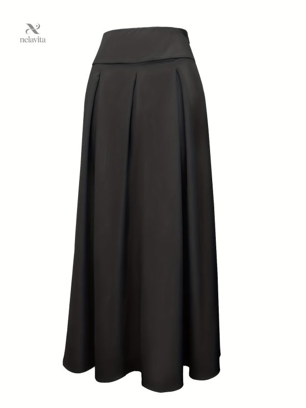 Jupe longue taille haute, style froncé