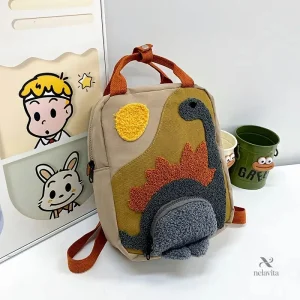 Sac à dos enfant beige avec bretelles colorées