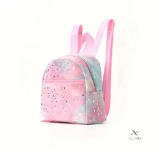 Sac à dos enfant fille pailleté – Motif étoiles et lunes, style licorne pastel violet