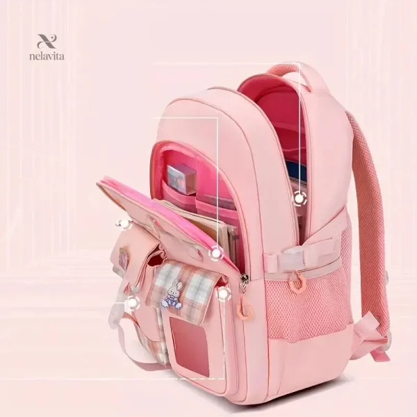 Cartable primaire enfant avec design lapin et coloris rose