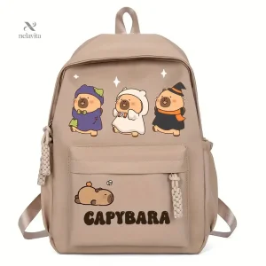 Sac à dos enfant garçon et fille motif capybara – Cartable scolaire mignon et spacieux