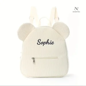 Sac à Dos Enfant Personnalisé avec Oreilles d’Ours – Cartable Maternelle Léger et Adorable