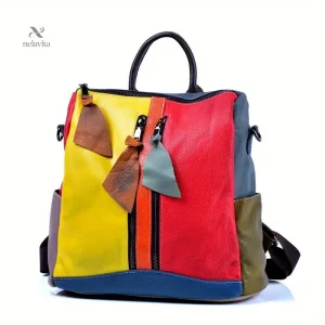 Sac à dos femme en cuir multicolore vintage – Original, artisanal et spacieux