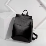 Sac à dos élégant en cuir noir pour étudiants