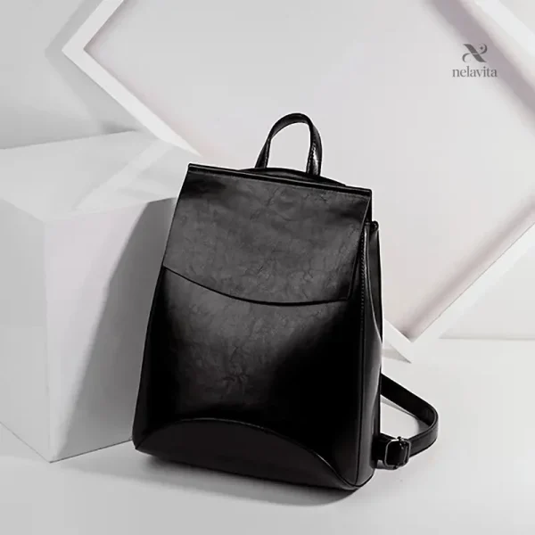 Sac à dos élégant en cuir noir pour étudiants