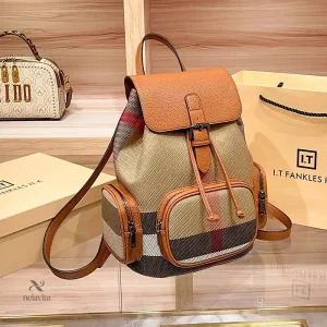 Sac à dos en cuir et toile pour femme
