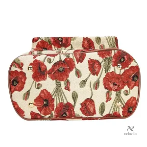 Sac à dos brodé fleuri avec détails en cuir