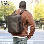 Sac à dos homme en cuir marron vintage élégant et robuste