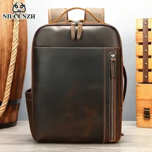 Sac à dos en cuir pour homme, adapté aux ordinateurs portables