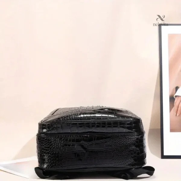 Sac à dos spacieux en cuir noir pour affaires et voyages