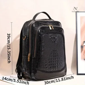 Design crocodile noir, sac à dos homme chic et fonctionnel