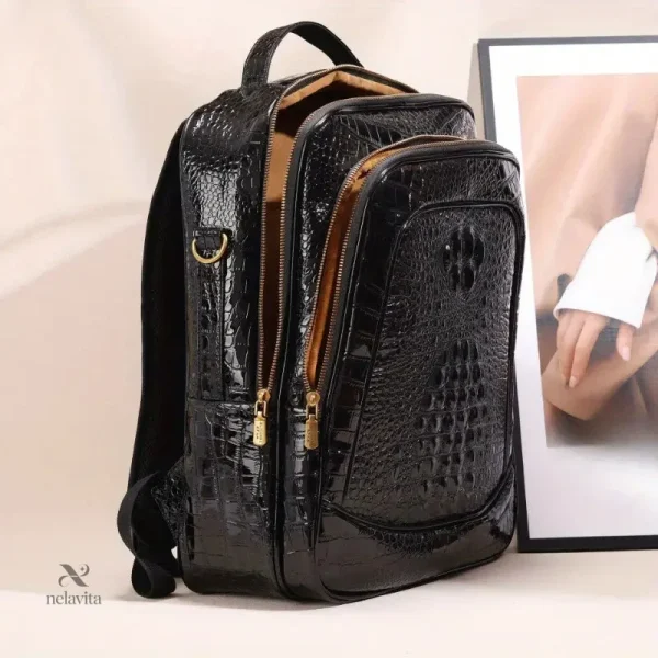 Sac à dos en cuir noir, style sophistiqué pour tous les jours