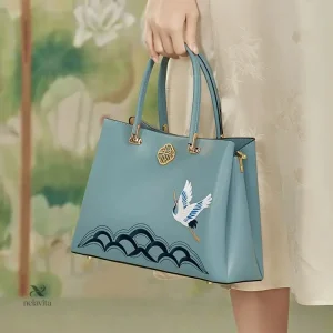 Design japonais chic : sac à main pour femme bleu