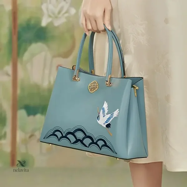 Design japonais chic : sac à main pour femme bleu