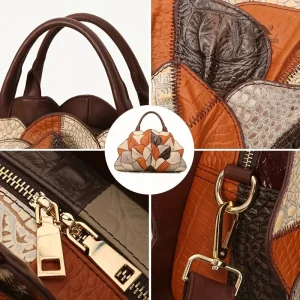Sac à main femme en cuir au design feuilles élégant