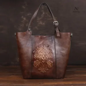Sac à main femme en cuir noir gravé  Élégance intemporelle et style raffiné