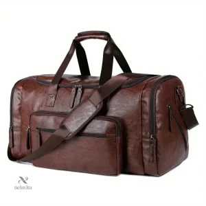 Sac à main homme en cuir noir Sac de voyage élégant et spacieux
