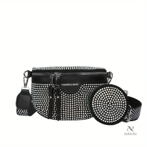 Sac banane et bandoulière femme – Look glamour avec détails brillants et double rangement