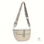 Accessoire tendance en simili cuir beige, sac banane