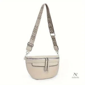 Accessoire tendance en simili cuir beige, sac banane