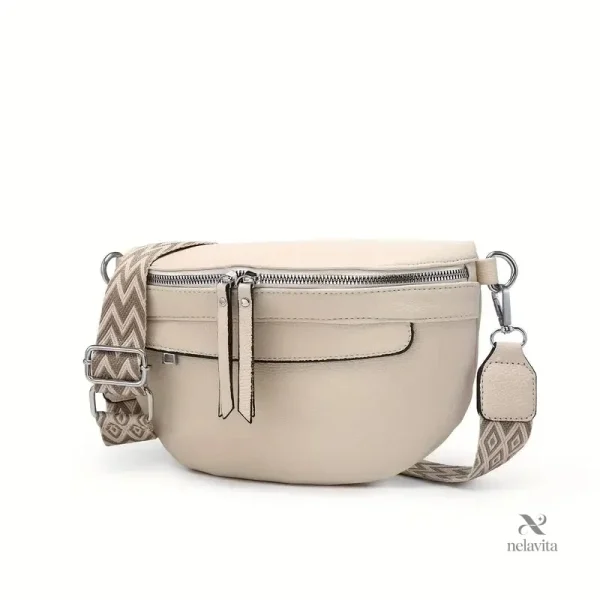 Sac à bandoulière beige, style chic et pratique