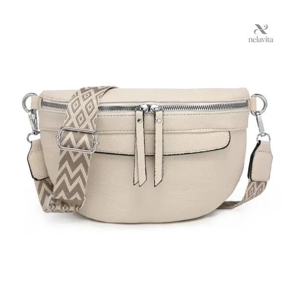 Sac banane femme, look moderne en simili cuir beige