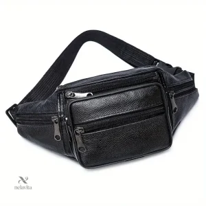 Sac Banane Homme en Simili Cuir – Sacoche Multifonction à Poches Multiples pour Voyage, Sport et Quotidien