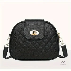 Sac bandoulière femme noir en cuir PU matelassé élégant