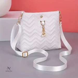 Sac bandoulière femme – Petit sac à main matelassé chic avec pendentif perles