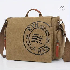 Sac bandoulière homme en toile vintage – Style décontracté et grande capacité