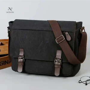 Sac bandoulière homme vintage – Toile robuste et design élégant pour le quotidien