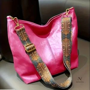 Sac besace femme en simili cuir bleu avec bandoulière bohème réglable  Chic, pratique et tendance
