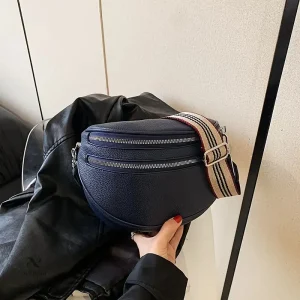 Sac Besace Femme Noir Sac Bandoulière en Simili Cuir avec Double Fermeture Éclair, Chic et Tendance