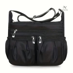 Sac besace femme rouge en nylon imperméable  Léger, pratique et multi poches