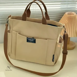 Sac Besace Femme Vert Menthe Grand Sac Bandoulière en Toile avec Poches Multiples et Porte-Clés Lapin