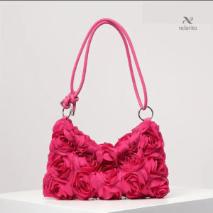 Sac besace noir femme design 3D à fleurs – Élégant, tendance et idéal pour vos soirées