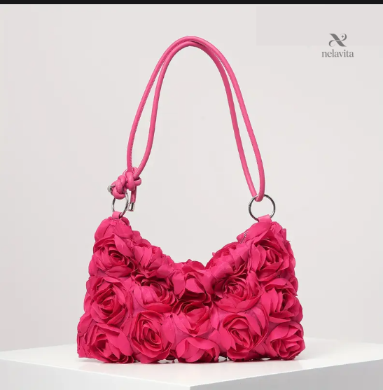 Sac besace noir femme design 3D à fleurs – Élégant, tendance et idéal pour vos soirées