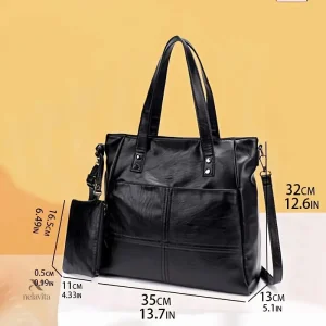 Sac cabas femme noir élégant en simili cuir