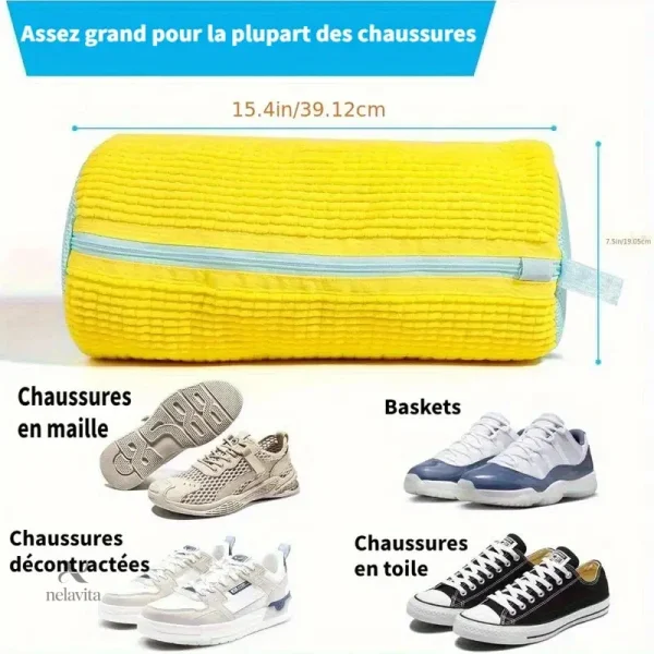 Rangement pour chaussures en microfibre, sac de lavage sécurisé