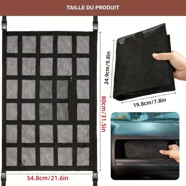 Filet de rangement pour optimiser l'espace dans le véhicule