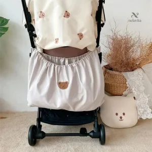 Sac de Rangement Poussette Bébé Motif Ourson – Organisateur Pratique pour Accessoires et Jouets