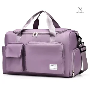 Sac de sport violet avec bandoulière réglable et poches