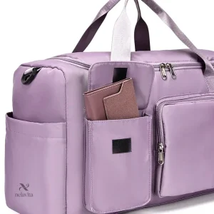 Sac violet avec bandoulière ajustable, idéal pour le sport