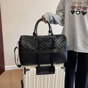 Sac de Voyage Cabine Noir Matelassé Élégant