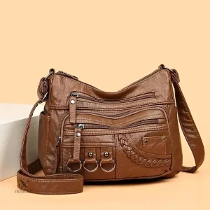 Sac Hobo noir en simili cuir pour femme Grand sac à main tendance avec multiples poches zippées